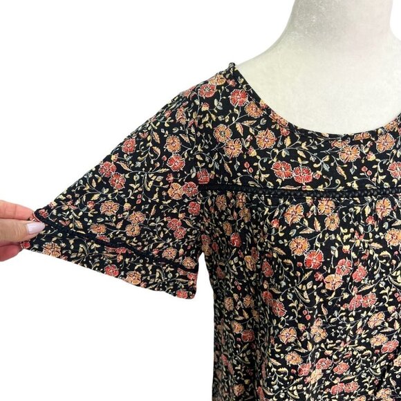 OLD Navy🖤Black Floral Peasant Boho Top Blouse Size M - Picture 4 of 11